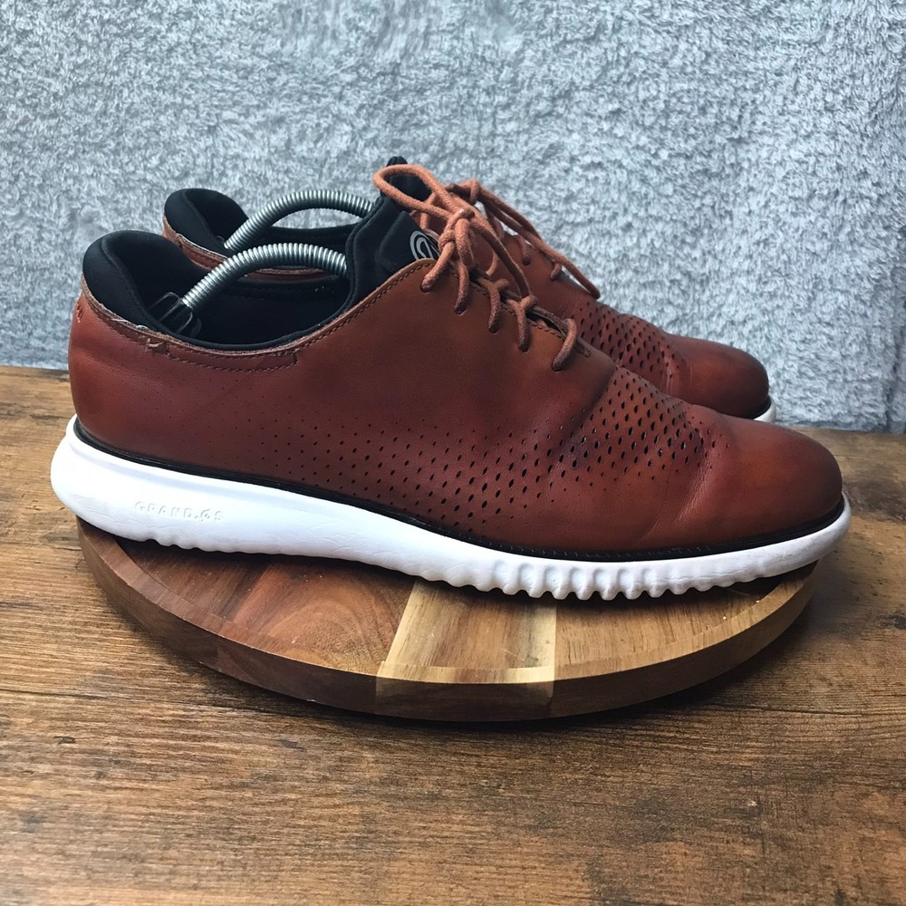 Cole Haan 2.ZERØGRAND Laser Wingtip Oxford Mens 12M Brown Leather Lined Shoes